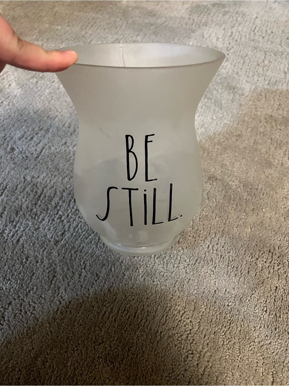 Rae Dunn Frosted White Vase with 'BE STILL' Lettering